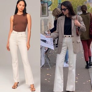Abercrombie & Fitch Cream Flare Jeans